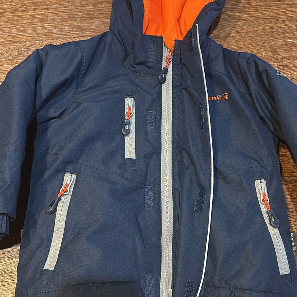 Kamik boys blue and orange winter coat size 24M - Picture 3 of 7